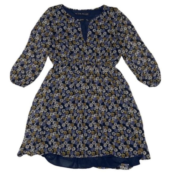 ZARA Blue Floral Print Mini Chiffon Dress Size Small - Picture 2 of 10